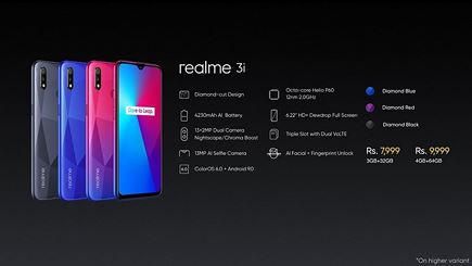 Realme 3i ra mắt: màn hình giọt nước, pin 4.230mAh, giá từ 116 USD