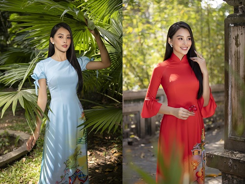 Hoa hậu Tiểu Vy khoe sắc trong BST áo dài tết “Xuân Thì” của NTK Ngô Nhật Huy
