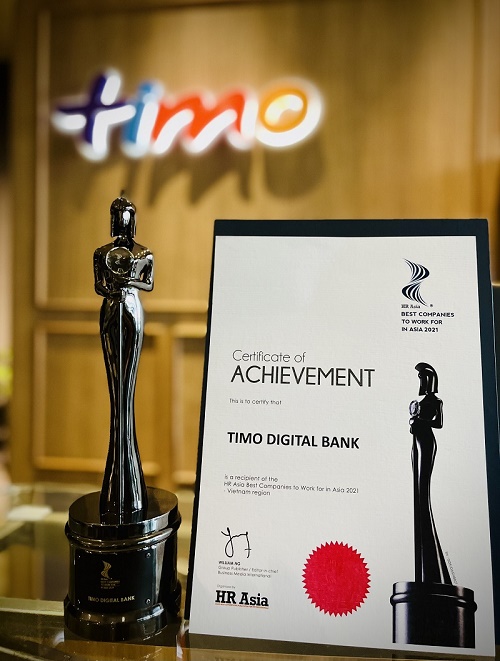 Ngân hàng số Timo được vinh danh trong Top 'Nơi làm việc tốt nhất châu Á 2021'