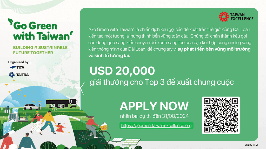 Tham gia 'Go Green with Taiwan' và nhận giải thưởng 20,000 USD