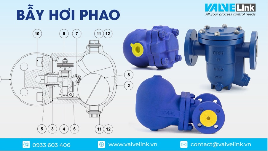 So sánh chi tiết bẫy hơi đồng tiền, bẫy hơi gầu đảo và bẫy hơi phao